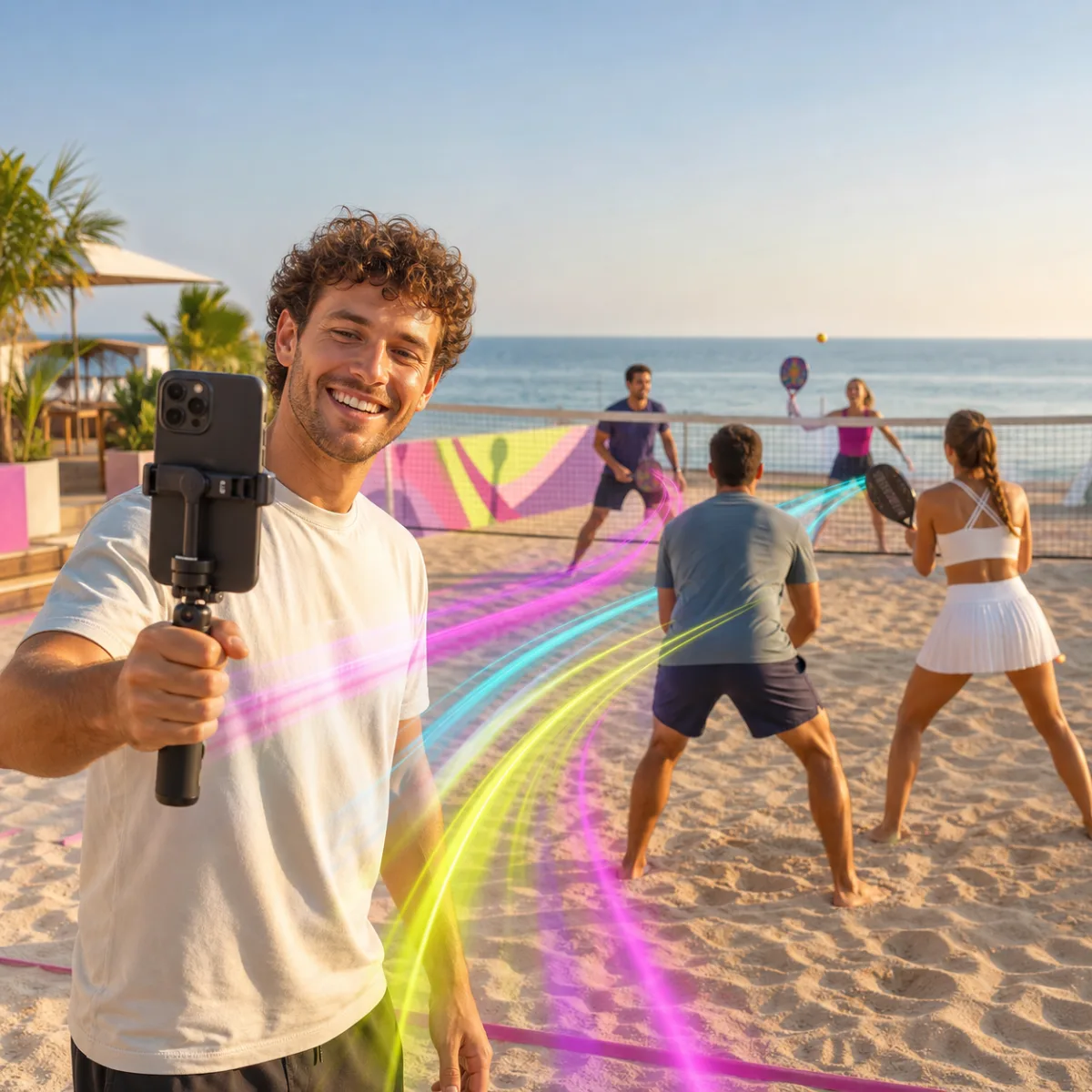 Criador divulga uma partida de beach tennis pelo celular